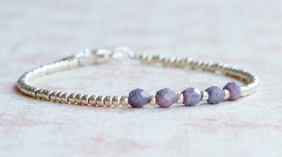 Purple And Silver Bracelet, Seed Bead Bracelet, Beaded Bracelet, Stacking Bracelet, Minimalist Bracelet, Dainty Bracelet, Simple Bracelet 3-5mm Code- WAR9093