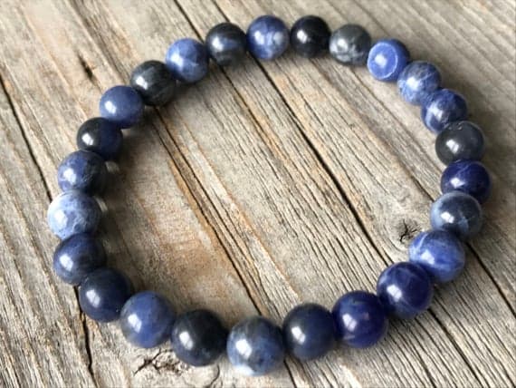Blush Jewelry 8mm Stretchable blue Blue Sapphire Bracelet Round, Smooth 7" for mens, womens, GF, BF, Adults.