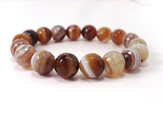 good luck gift 10mm Stretchable Multi Agate Bracelet Round, Faceted 7.5" for mens, womens.