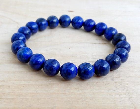 good luck gift 10mm Blue Lapis Lazuli Stretchable Bracelet Round, Smooth 18cm for mens, womens, gf, bf and adults.