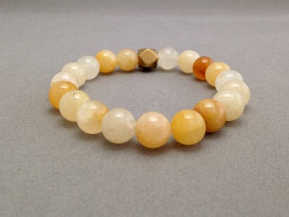 Honey Jade Stretch Bead Bracelet for Prosperity and Good Luck, Balance, Integration of Higher Frequencies & Happiness 10mm  Code- WAR6240