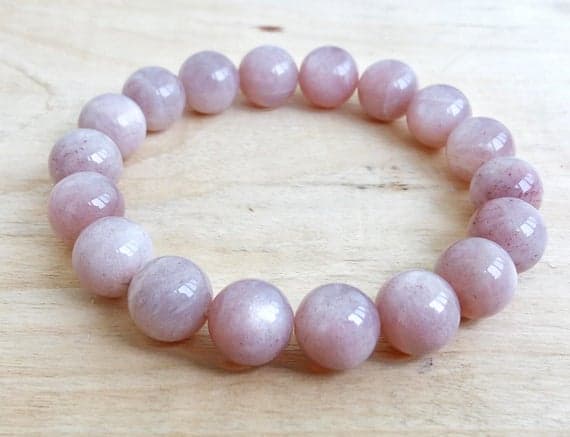 Natural 12mm Purple Moonstone Stretchable Bracelet Round, Smooth 18cm for mens, womens, gf, bf and adults.