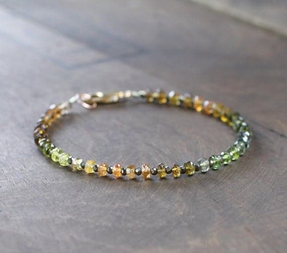24k gold love beach youth 3-3.5mm Multi Colour Ombre Tourmaline stacking Bracelet Rondelle, Faceted 18cm for mens, womens, gf, bf and adults.