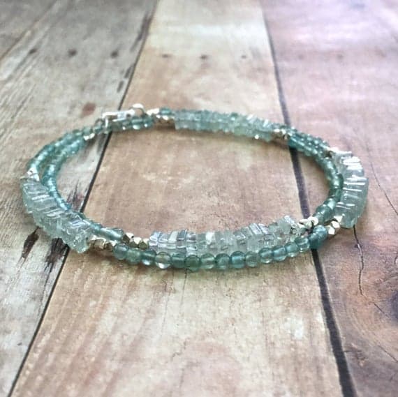 925 sterling silver Anniversary Gift 4-5mm Sky Blue Genuine Aquamarine stacking Bracelet Fancy, Faceted 18cm for mens, womens, gf, bf and adults.