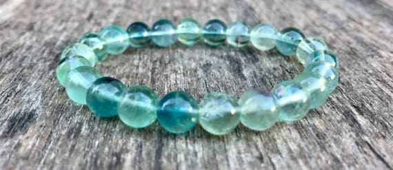 Super sale 8mm Stretchable Green Multi Tone Green Flourite Bracelet Round, Smooth 7" for mens, womens, gf, bf & Adult.