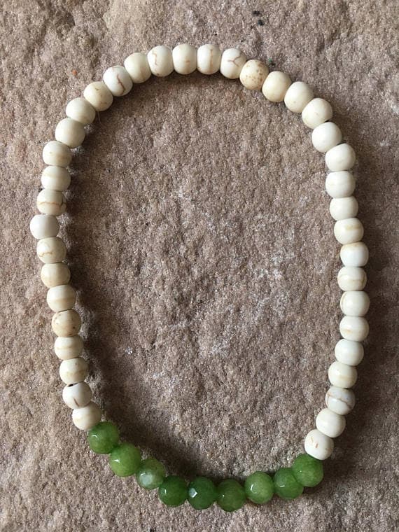 love beach youth 4mm Multi Colour white turquoise & Peridot Stretchable Bracelet Round, Faceted,smooth 18cm for mens, womens, gf, bf and adults.