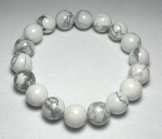love beach youth 10mm White Howlite Stretchable Bracelet Round, Smooth 18cm for mens, womens, gf, bf and adults.