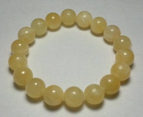 Anniversary Gift 10mm Yellow Yellow Calcite  Stretchable Bracelet Round, Smooth 18cm for mens, womens, gf, bf and adults.
