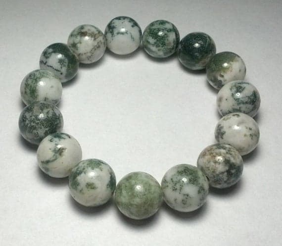 Dainty Slave Loose 12mm Green Agate Stretchable Bracelet Round, Smooth 18cm for mens, womens, gf, bf and adults.