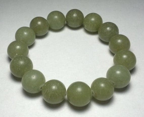 Unique Wedding Gift 12mm Green Green Serpentine Stretchable Bracelet Round, Smooth 18cm for mens, womens, gf, bf and adults.