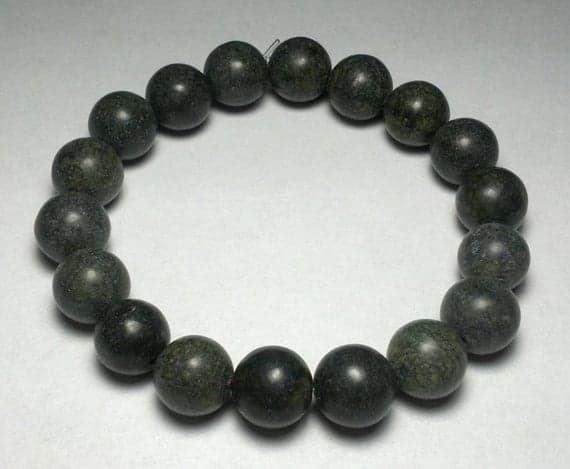 Handmade Beaded 10mm Black Russian Serpentine  Stretchable Bracelet Round, Smooth 18cm for mens, womens, gf, bf and adults.