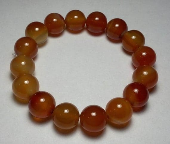 Empath Protection 12mm Red Red Agate  Stretchable Bracelet Round, Smooth 18cm for mens, womens, gf, bf and adults.