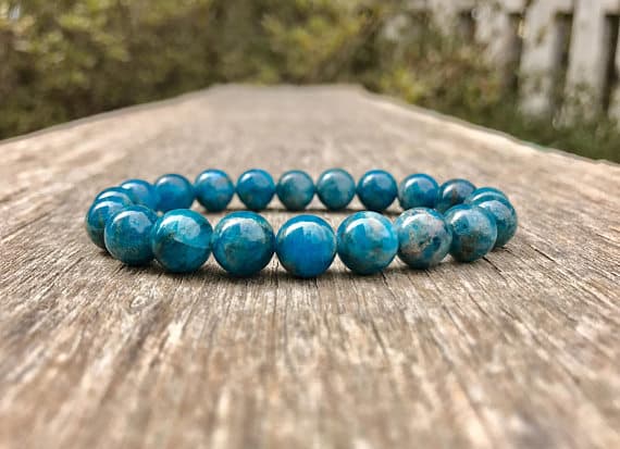 Super sale 10mm Stretchable Blue Blue Apatite  Bracelet Round, Smooth 7" for mens, womens, gf, bf & Adult.