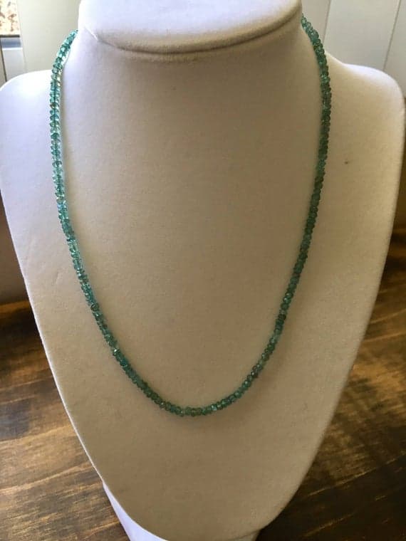 24k gold Plated Personalized Gift 3-4mm stacking Blue Apatite Necklace Rondelle, Faceted 17" for mens, womens, gf, bf & Adult.