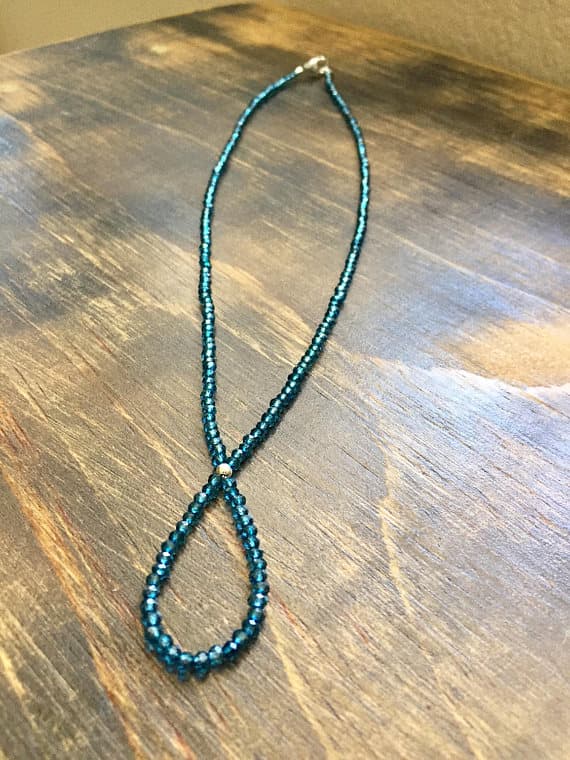 925 sterling Silver Blush Jewelry 3-4mm stacking Blue Hydro Quartz  Necklace Rondelle, Faceted 17" for mens, womens, gf, bf & Adult.