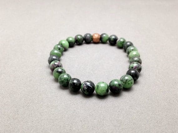 Ruby in Zoisite (Anoylite) Stretch Bead Bracelet to Aid Through Grief and Work on the Heart Chakra for Increased Compassion 8-9mm Code- WAR6235