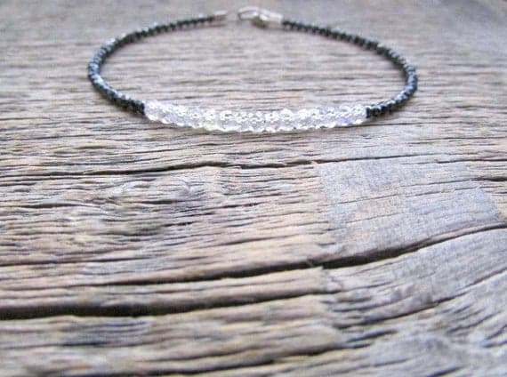 AAA++ Rare Quality Crystal Bracelet, CZ Bracelet, Black Spinel Bracelet, Cubic Zirconia Bracelet, Stack Bracelet, CZ Jewelry, Gemstone Bracelet, Bead Bracelet 2-2.5mm 7 inches Code- TJH392