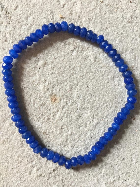 chakras simple 2x4mm Blue Sapphire Stretchable Bracelet Rondelle, Faceted 18cm for mens, womens, gf, bf and adults.