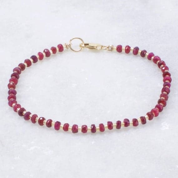 Ruby Beaded Bracelet Energy Delicate Dainty Layered Gift for Women Gift for Her Bracelets Gift Jewelry Gift for Mom Girlfriend Gift Women 3mm  Code- WAR6563