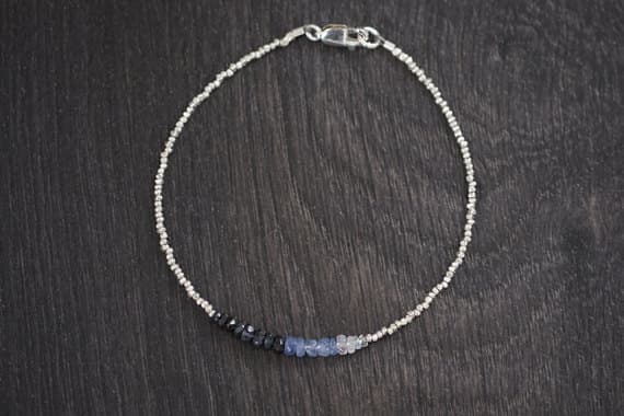 925 sterling Silver Super sale 3-3.5mm stacking Multi Sapphire Bracelet Rondelle, Faceted 7" for mens, womens.