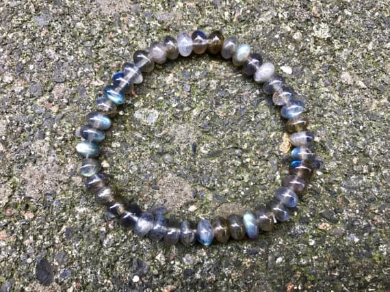Empath Protection 6mm Stretchable Gray Labradorite Bracelet Rondelle, Smooth 7" for mens, womens, gf, bf & Adult.