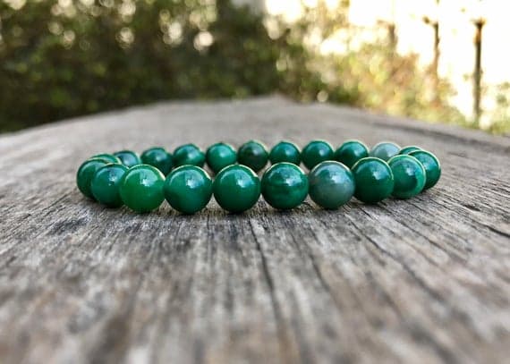 Personalized Gift 8mm Stretchable Green Green African Verdite Bracelet Round, Smooth 7" for mens, womens, gf, bf & Adult.
