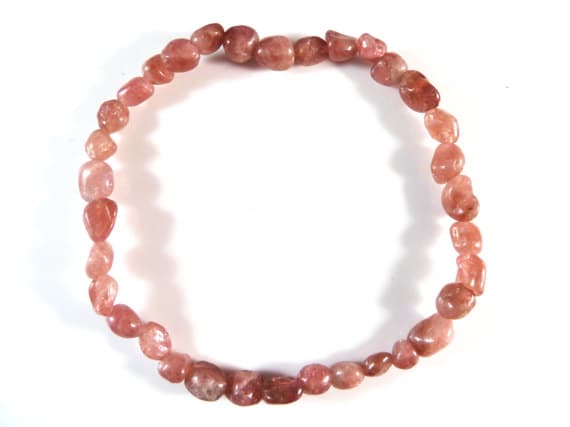 Handmade Beaded 5mm Stretchable Pink Pink Tourmaline  Bracelet Nugget, Smooth 7" for mens, womens, gf, bf & Adult.