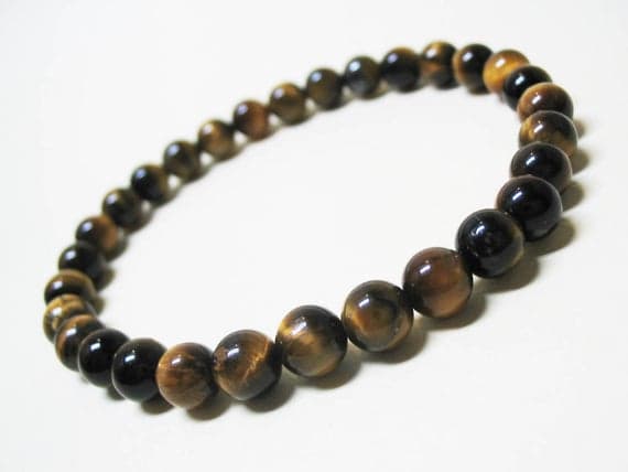 Empath Protection 6mm Stretchable yellow Tiger Eye Bracelet Round, Smooth 7" for mens, womens, GF, BF, Adults.