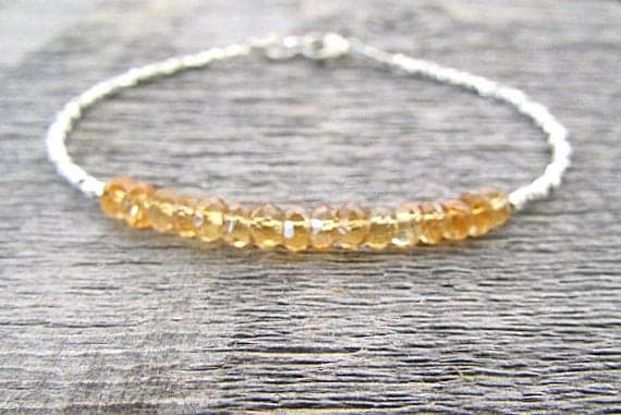 AAA++ Rare Quality Silver Plated Beads Bracelet, Hill Tribe Silver Plated Bracelet , Boho Bracelet, Citrine Stack Bracelet, Gifts For Women 3.5-4mm 7" Strand. Code- TJH489