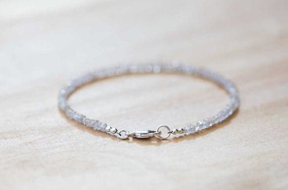 925 sterling silver Galaxy Jewelry 3-3.5mm Gray Champagne Zircon stacking Bracelet Rondelle , Faceted 18cm for mens, womens, gf, bf and adults.