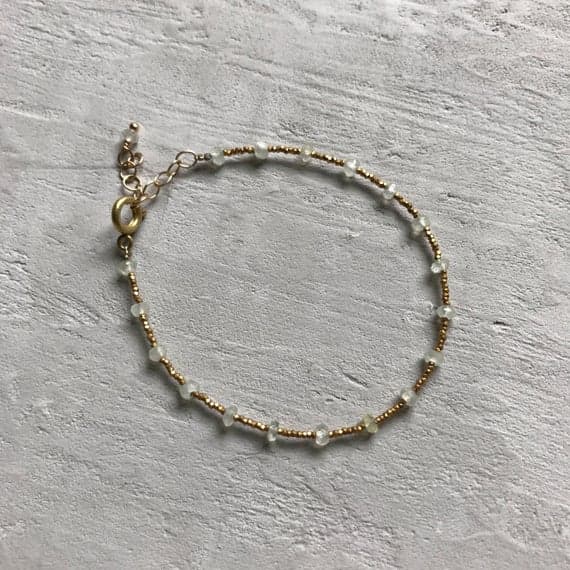 24k gold Plated Artisan Loose 3-4mm stacking Blue prehnite Bracelet Rondelle, Faceted 7" for mens, womens, gf, bf & Adult.