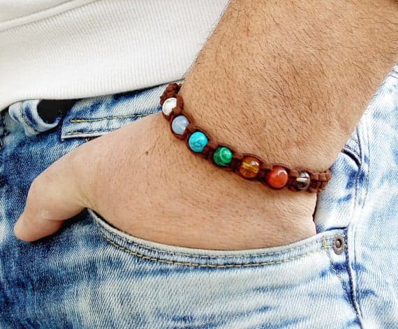 chakras simple 8MM Multi Colour Multi Shamballa Adjustable Bracelet Round, Smooth 18cm for mens, womens, gf, bf and adults.