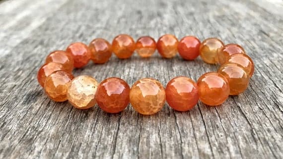 Wholesale 9-10mm Stretchable Orange Carnelian Bracelet Round, Smooth 7.5" for mens, womens, gf, bf & Adult.