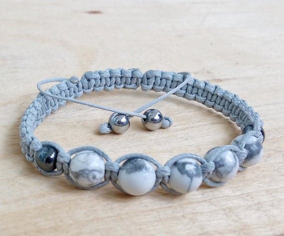 925 sterling silver Positive Energy 8mm Multi Colour Howlite Shamballa Adjustable Bracelet Round, Smooth 18cm for mens, womens, gf, bf and adults.