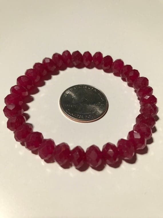 Rock Gift 8mm Stretchable Red Ruby Bracelet Rondelle, Faceted 7" for mens, womens, gf, bf & Adult.