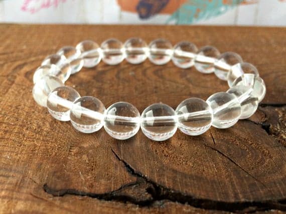 love beach youth 8mm Stretchable White Clear Crystal Quartz Bracelet Round, Smooth 7" for mens, womens, gf, bf & Adult.