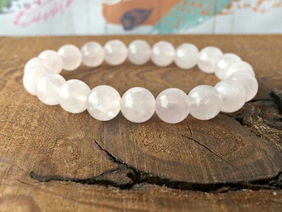 good luck gift 8mm Stretchable Pink Rose Quartz Bracelet Round, Smooth 7" for mens, womens, gf, bf & Adult.