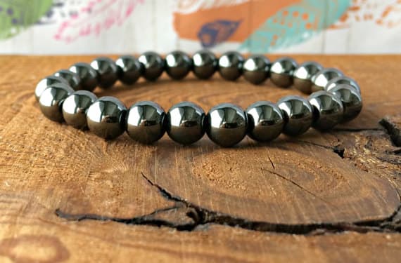 Jewelry Energy 8mm Stretchable Black Hematite Bracelet Round, Smooth 7" for mens, womens, gf, bf & Adult.