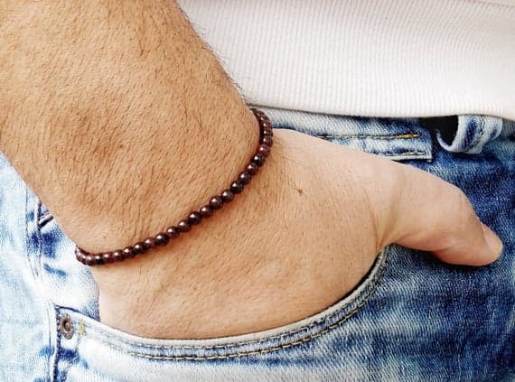 Jewelry Energy 5mm Red GARNET Stretchable Bracelet Round, Smooth 18cm for mens, womens, gf, bf and adults.