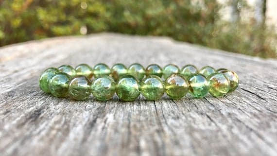 chakras simple 8mm Stretchable Green Green Apatite  Bracelet Round, Smooth 7" for mens, womens, gf, bf & Adult.