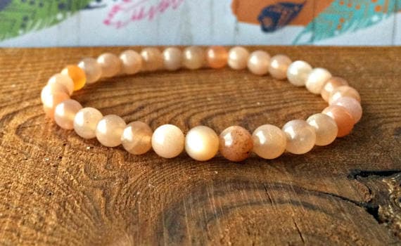 Super sale 6mm Stretchable Orange Sunstone Bracelet Round, Smooth 7" for mens, womens, gf, bf & Adult.