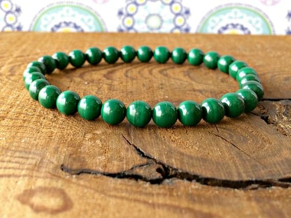 Wholesale 6mm Stretchable Green Malachite Bracelet Round, Smooth 7" for mens, womens, gf, bf & Adult.