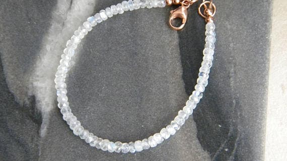 24k gold Plated Handmade Beaded 4-5mm stacking White Rainbow Moonstone Bracelet Rondelle, Faceted 7" for mens, womens, gf, bf & Adult.