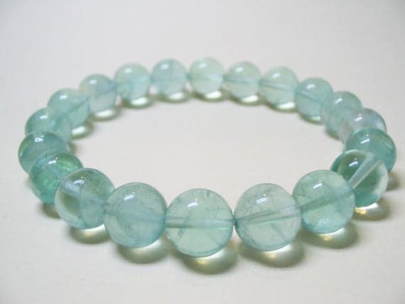 GRounding 10mm Stretchable green Green Fluorite Bracelet Round, Smooth 7.5" for mens, womens, GF, BF, Adults.