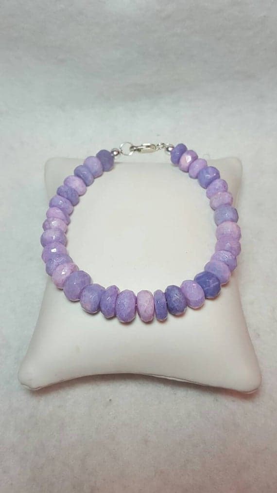 925 sterling Silver Jewelry Energy 6-7mm stacking Purple Purple Opal  Bracelet Rondelle, Faceted 7" for mens, womens, gf, bf & Adult.
