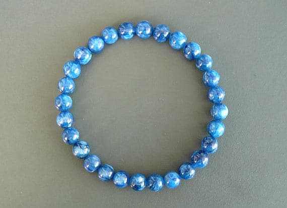 Kyanite Bracelet Grade A Blue Kyanite bracelet Women Healing Bracelet Stretch men bracelet Genuine Kyanite Gemstones Bracelet Indigo Kyanite 8mm  Code- WAR9154