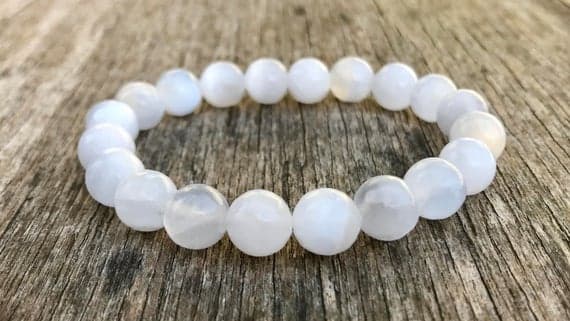 Wholesale 10mm Stretchable White White Calcite Bracelet Round, Smooth 7.5" for mens, womens, gf, bf & Adult.