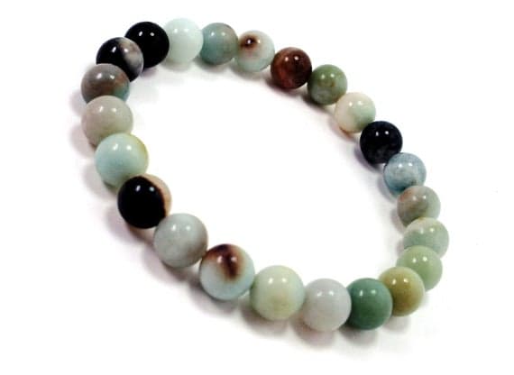 Dainty Slave Loose 8mm Stretchable Multi Amazonite Bracelet Round, Smooth 7" for mens, womens.