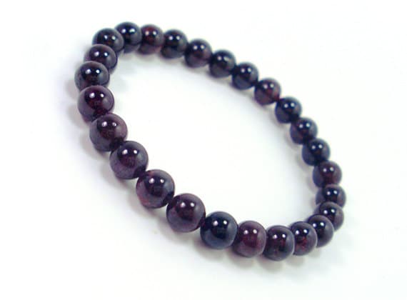 Natural 6mm Stretchable Red Garnet Bracelet Round, Smooth 7" for mens, womens.