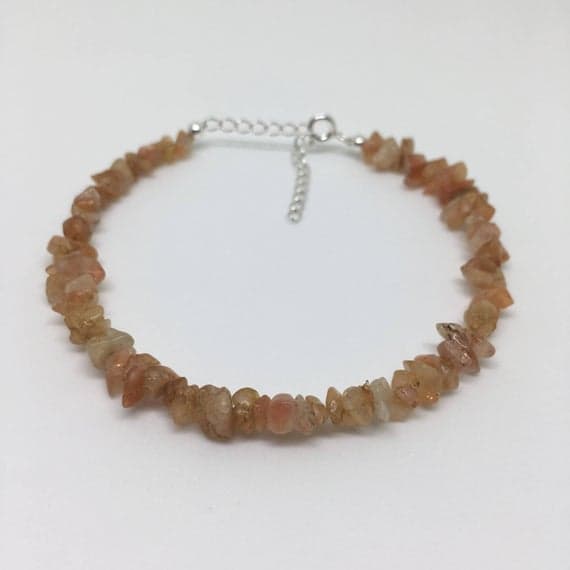 925 sterling Silver Galaxy Jewelry 2x1-9x1mm stacking Orange Sunstone Bracelet Nugget, Smooth 7" for mens, womens, gf, bf & Adult.